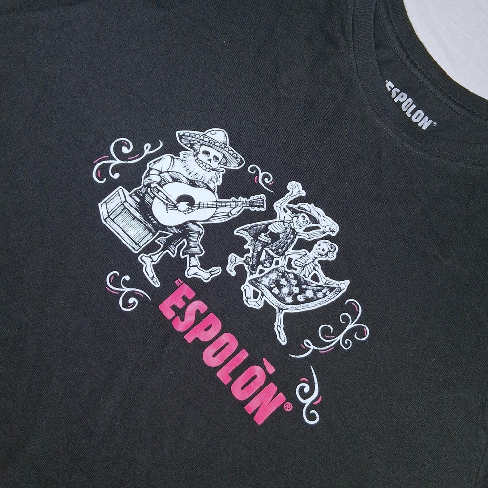 Espolon Tequila Day ofβ the Dead Graphic T-Shirt Black Women Mens Crewneck Tee